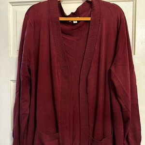 Burgundy Cardigan, size 3X